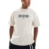 Selected Homme Oversized T-shirt With Small Circle Print In Cream For Men Oatmeal