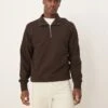 Selected Homme Oversized Half Zip In Brown For Men Chocolate Torte