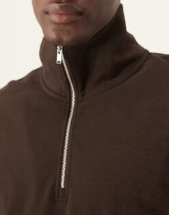 Selected Homme Oversized Half Zip In Brown For Men Chocolate Torte -Modish Mens Shop 207086702 3