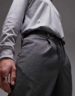 Selected Homme Tapered Leroy Pleat Trouser In Grey Pinstripe For Men Dark Grey -Modish Mens Shop 207086726 3