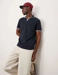 Selected Homme Polo Shirt With Revere Collar In Navy For Men Sky Captain -Modish Mens Shop 207086750 1 skycaptain 1