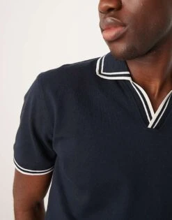 Selected Homme Polo Shirt With Revere Collar In Navy For Men Sky Captain -Modish Mens Shop 207086750 3