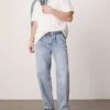 Selected Homme Kobe Loose Fit Pleat Jean In Light Blue For Men Light Blue Denim