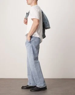 Selected Homme Kobe Loose Fit Pleat Jean In Light Blue For Men Light Blue Denim -Modish Mens Shop 207086774 3