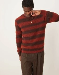 Selected Homme Alpaca Ombre Knitted Jumper In Red For Men Red Ochre