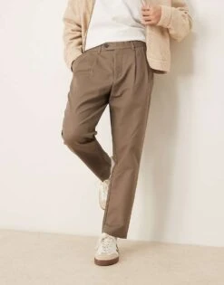 Selected Homme Tapered Adam Pleated Trouser In Tan For Men Morel -Modish Mens Shop 207086818 1 morel 1