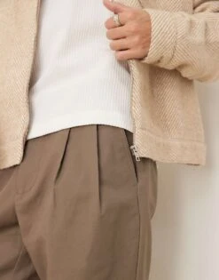 Selected Homme Tapered Adam Pleated Trouser In Tan For Men Morel -Modish Mens Shop 207086818 3