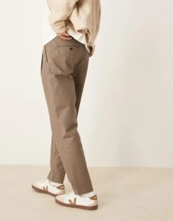 Selected Homme Tapered Adam Pleated Trouser In Tan For Men Morel -Modish Mens Shop 207086818 4