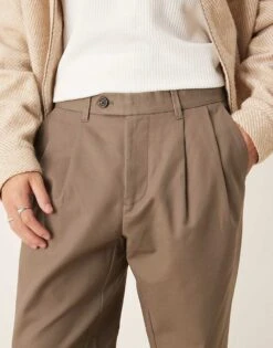 Selected Homme Tapered Adam Pleated Trouser In Tan For Men Morel -Modish Mens Shop 207086818 5