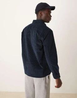 Selected Homme Cord Overshirt In Navy Pin Stripe For Men Sky Captain -Modish Mens Shop 207086844 4