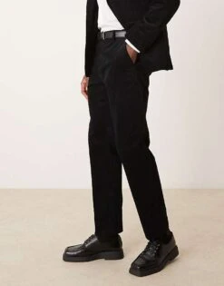 Selected Homme Regular Fit Trousers In Black Cord For Men -Modish Mens Shop 207086860 3