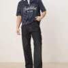 Selected Homme Kobe Loose Fit Pleat Jean In Dark Navy For Men Dark Blue Denim
