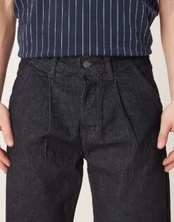 Selected Homme Kobe Loose Fit Pleat Jean In Dark Navy For Men Dark Blue Denim -Modish Mens Shop 207086871 5