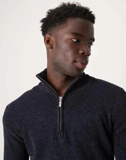 Selected Homme Chenille Half Zip In Navy For Men Sky Captain