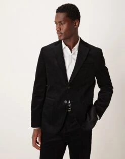 Selected Homme Regular Fit Blazer In Black Cord For Men -Modish Mens Shop 207086922 1 black 1