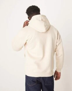Selected Homme Oversized Hoodie In Beige With Central Print For Men Oatmeal -Modish Mens Shop 207095295 3