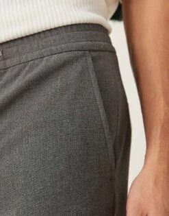 Selected Homme Robert Straight Fit Trouser With Elastic Waistband In Grey For Men Grey Melange -Modish Mens Shop 207104360 3