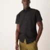 Selected Homme Linen Blend Short Sleeve Shirt In Black For Men