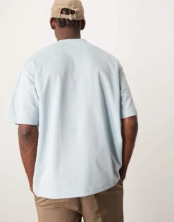 Selected Homme Oversized Heavy Weight T-shirt In Light Blue For Men Winter Sky -Modish Mens Shop 207132669 3