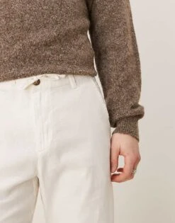 Selected Homme Linen Blend Slim Tapered Trouser In White For Men Cloud Dancer -Modish Mens Shop 207132701 4