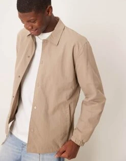 Selected Homme Coach Jacket In Cream For Men Greige -Modish Mens Shop 207132716 1 greige 1