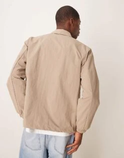 Selected Homme Coach Jacket In Cream For Men Greige -Modish Mens Shop 207132716 3