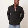 Selected Homme Linen Blend Slim Shirt In Black For Men