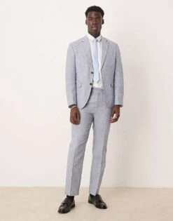 Selected Homme Malik Linen Suit In Light Blue