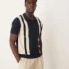 Selected Homme Knitted Polo In Navy With Stripes For Men Sky Captain