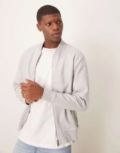 Selected Homme Jersey Bomber Jacket In Light Grey For Men Light Grey Melange -Modish Mens Shop 207132791 1 lightgreymelange 1