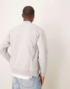 Selected Homme Jersey Bomber Jacket In Light Grey For Men Light Grey Melange -Modish Mens Shop 207132791 3