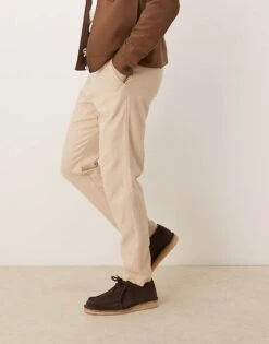 Selected Homme Linen Blend Slim Tapered Trouser In Cream For Men Incense -Modish Mens Shop 207132792 4