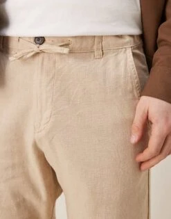 Selected Homme Linen Blend Slim Tapered Trouser In Cream For Men Incense -Modish Mens Shop 207132792 5