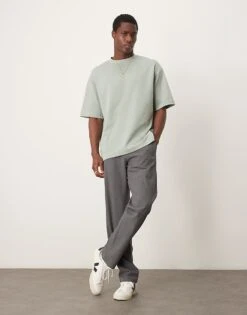 Selected Homme Oversized Heavy Weight T-shirt In Light Green For Men Iceberg Green
