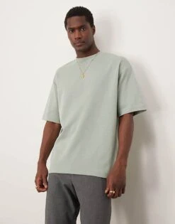 Selected Homme Oversized Heavy Weight T-shirt In Light Green For Men Iceberg Green -Modish Mens Shop 207132802 3