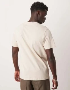 Selected Homme Regular Pima Cotton Mix T-shirt In Cream For Men Oatmeal -Modish Mens Shop 207132824 3