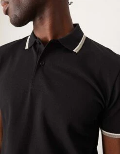 Selected Homme Tipped Polo Shirt In Black For Men -Modish Mens Shop 207132871 4