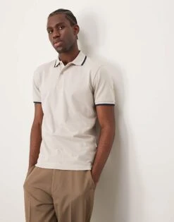 Selected Homme Tipped Polo Shirt In Cream For Men Pure Cashmeree -Modish Mens Shop 207132950 1 purecashmeree 1