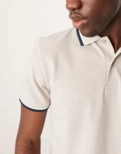 Selected Homme Tipped Polo Shirt In Cream For Men Pure Cashmeree -Modish Mens Shop 207132950 3