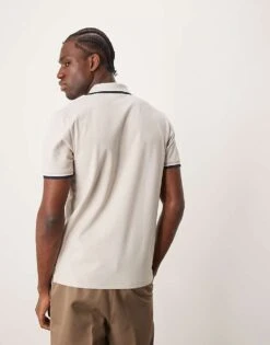 Selected Homme Tipped Polo Shirt In Cream For Men Pure Cashmeree -Modish Mens Shop 207132950 4
