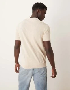 Selected Homme Knitted Polo In Cream For Men Oatmeal -Modish Mens Shop 207132965 4