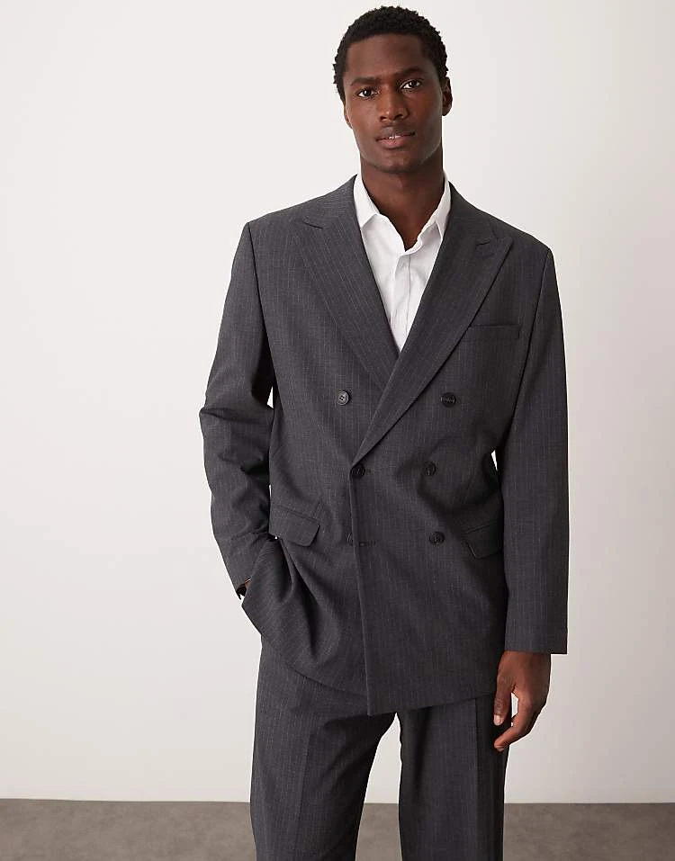 Selected Homme Oversized Suit In Grey Pin Stripe 2 Selected Homme Oversized Suit In Grey Pin Stripe - Image 2