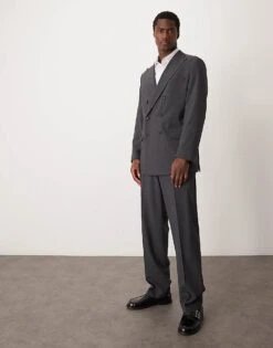 Selected Homme Oversized Suit In Grey Pin Stripe