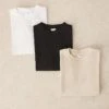Selected Homme 3 Pack Oversized T-shirts In Black White Cream For Men Multi