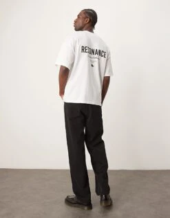 Selected Homme Oversized T-shirt With Yin Yang Backprint In White For Men -Modish Mens Shop 207338840 4