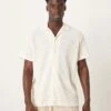 Selected Homme Textured Revere Collar Shirt In Cream For Men Egret