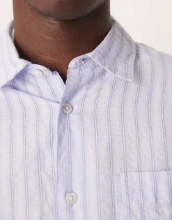 Selected Homme Long Sleeve Seersucker Shirt In Blue Stripe For Men Casshmere Blue -Modish Mens Shop 207429232 3
