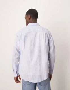 Selected Homme Long Sleeve Seersucker Shirt In Blue Stripe For Men Casshmere Blue -Modish Mens Shop 207429232 4