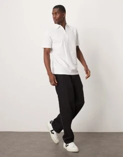 Selected Homme Half Zip Seersucker Polo Shirt In Cream For Men Egret -Modish Mens Shop 207429365 3