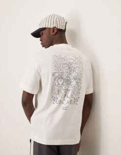 Selected Homme Oversized T-shirt With Print In Cream For Men Egret -Modish Mens Shop 207429397 1 egret 1